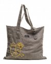 Hand-embroidered gray linen bag 